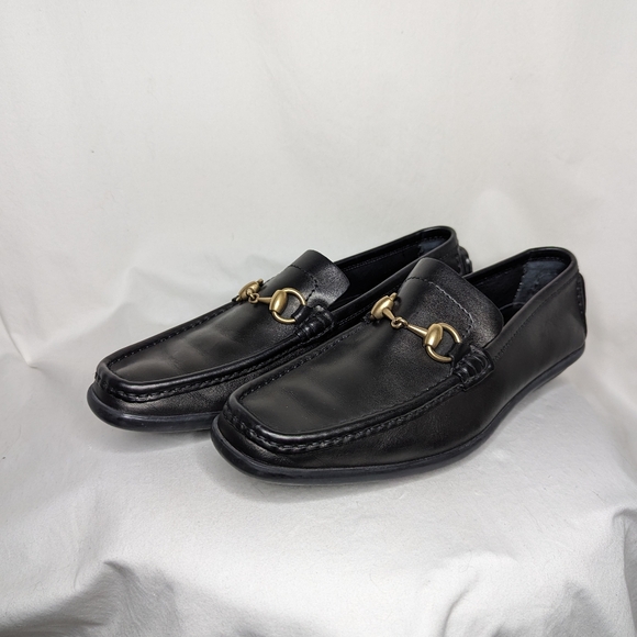 Gucci Women's Black Leather 117703 Horsebit Loafers Size 8 - Picture 3 of 10